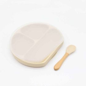 Baby Silicone Compartment Plate With Wooden Spoon (Size/Age: Average Size (0-8Y))